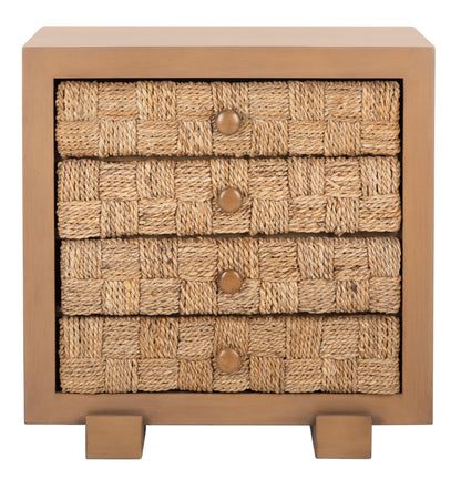 SAFAVIEH Couture Collection Rosario Natural/Dark Brown Woven 4-Drawer Accent Table Nightstand (Fully Assembled)