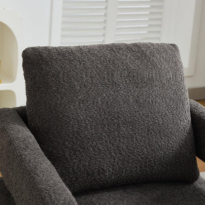 GDFStudio 29.13" Swivel Accent Chair, Modern Boucle Upholstered Armchair with Open Back, 360° Rotating Lounge Club Chair with Removable Cushion for Living Room Bedroom Hotel Office Seating, Charcoal