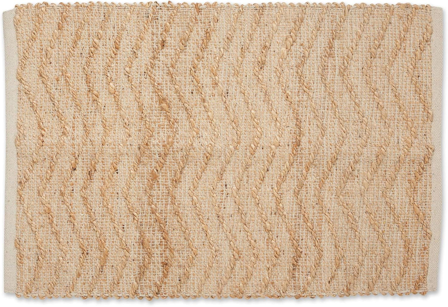 DII Woven Rugs Collection Hand-Loomed Jute, Off-White Chevron, 2x3'