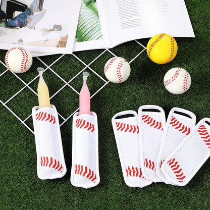 Baderke 12 Pcs Reusable Ice Pop Sleeves Ice Stick Holder Bags Antifreezing Sleeves Neoprene Insulator Washable Freezer Protective Cover for Cooling Candy Yogurt Sticks