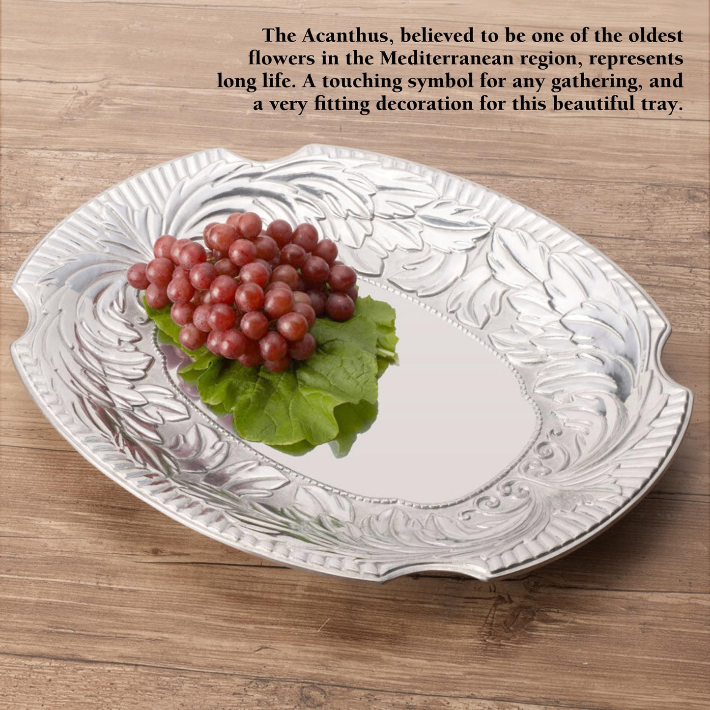 Wilton Armetale Large Acanthus Serving Tray - Food Safe Alloy, Oven to Table, 18.25 x 14.75 Inches - Heat and Cold Resistant Decorative Platter for Entertaining