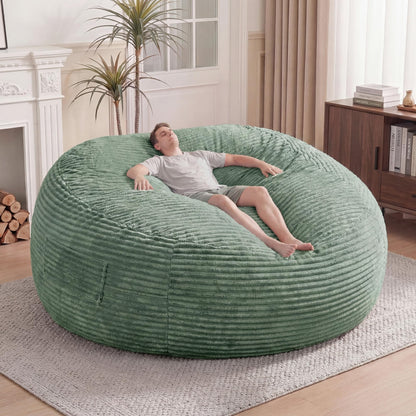 Claiks 8 Ft Giant Foam Bean Bag Chair, Oversized Couch with Removable Cover, Soft Plush Bean Bag Chairs for Adults and for Kids Teens Adults in Living Room, Green