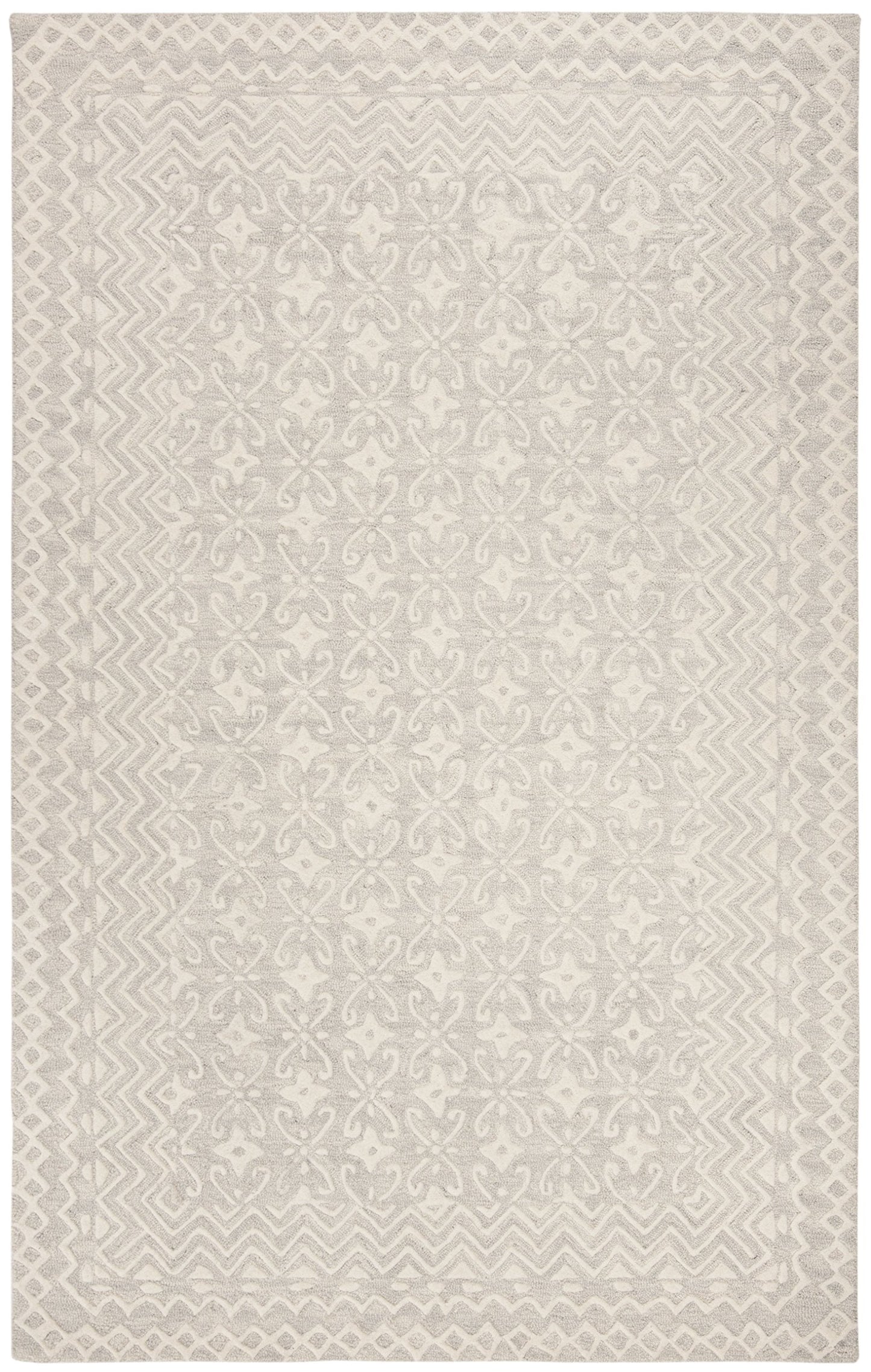 SAFAVIEH Blossom Collection Area Rug - 6' x 9', Grey & Ivory, Handmade Wool, Ideal for High Traffic Areas in Living Room, Bedroom (BLM114F)
