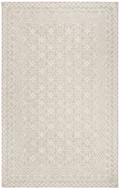 SAFAVIEH Blossom Collection Area Rug - 6' x 9', Grey & Ivory, Handmade Wool, Ideal for High Traffic Areas in Living Room, Bedroom (BLM114F)