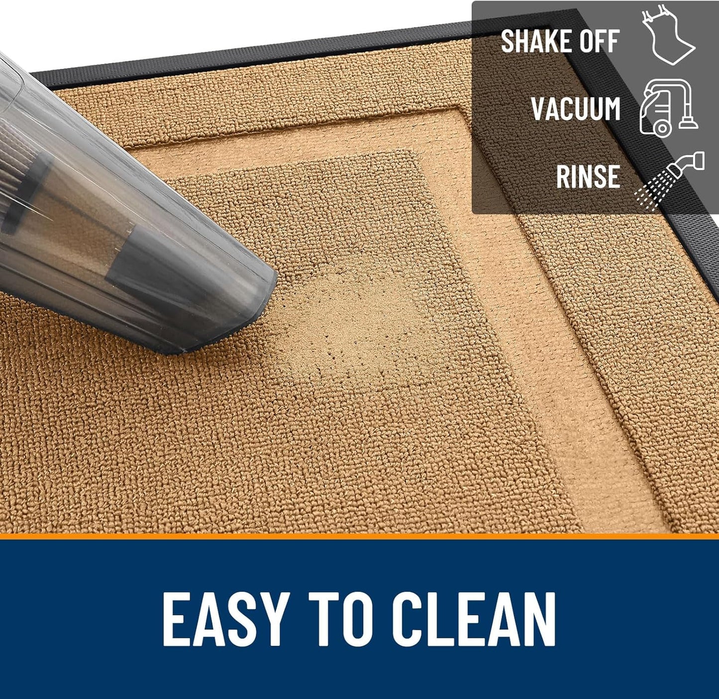 OLANLY Waterproof Front Door Mat - All-Season Natural Rubber Doormat, Easy Clean, 47x17, Butter Yellow