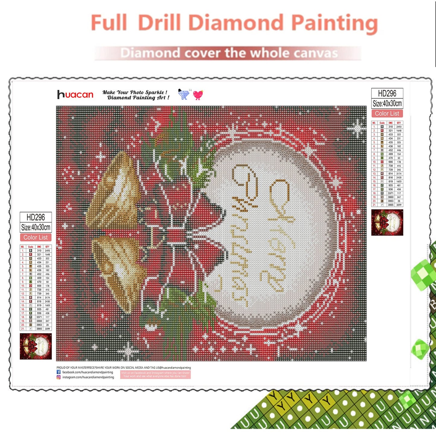 Treat Me Diamond Painting Kits Diamond Art Kit for Adults Full Drill Square Rhinestone Arts Christmas Pattern for Home Wall Decor, 30x40cm/11.8x15.7in