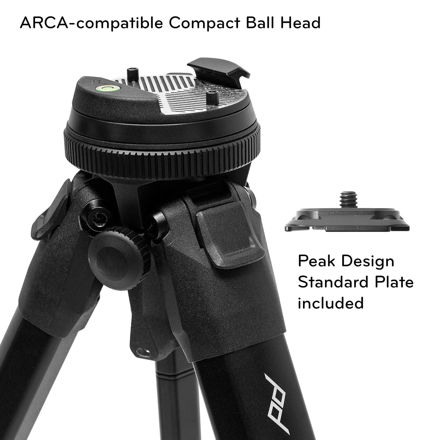 Peak Design Travel Tripod, Carbon Fiber, Compact Design, Quick Setup and Takedown, Pro-Level Stability, Ergonomic Ball Head, Compact and Portable Travel Tripod for Camera and Phone, 20 lb Capacity