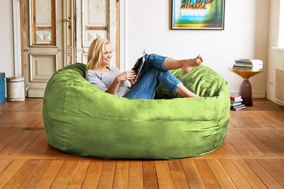 Lumaland Luxurious Giant 6ft Bean Bag Chair with Microsuede Cover - Ultra Soft, Foam Filling, Washable XL Bean Bag Sofa for Kids, Teenagers, Adults - Sack Chair for Dorm, Family Room - Light Green