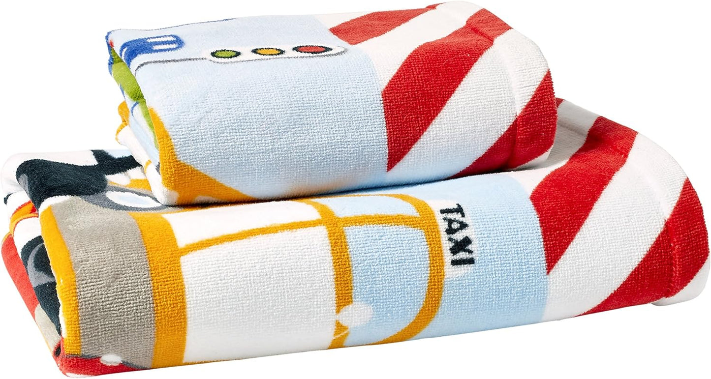 20" 30" 100% dream FACTORY Trains and Trucks Kids Bath Towel - x - Cotton - Cars and Trucks Yellow Design