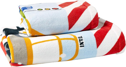 20" 30" 100% dream FACTORY Trains and Trucks Kids Bath Towel - x - Cotton - Cars and Trucks Yellow Design