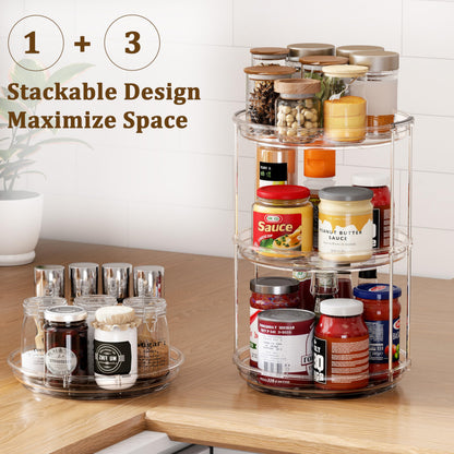 Pantasia 2 Tier Lazy Susan Turntable Organizer 9.25 inch, Rotating Spice Rack Organization for Cabinet, Bathroom, Pantry, Countertop, Kitchen, Vanity, Medicine Cabinet Organizer, Clear