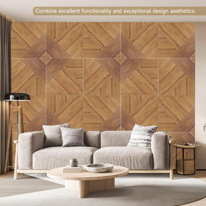 Autorific Acoustic Wall Panels,6 Pack Total Size 72 x 48 Inches,Self-Adhesive Decorative Acoustic Panels for Wall and Ceiling,3D UV Printing with Wood Look,Beech