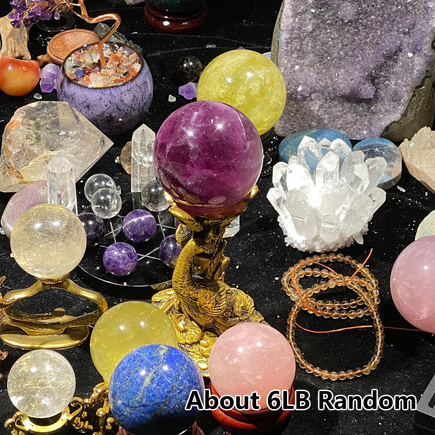 CrystalHola 6lb Mystery Crystal Box, Randomly Selected with Polished Natural Crystal, Including Sphere, Tower, Freeform Crystals for Home Office Decoration, Birthday Gifts
