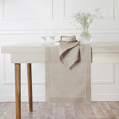 D'Moksha Homes 100% Pure Linen Natural Table Runner, 84 Inches Long, 14 x 84 Inch for Summer, Fall, Halloween
