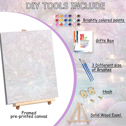 Tree of Life Paint by Number Adult with Frame Wooden Easel,Adult Paint by Numbers Tree of Life,Paint by Numbers Kit for Adults,DIY Acrylic Paint by Numbers for Adults Home Wall Decor 12x16inch