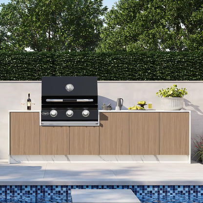 Hygrill STD Series Heavy Duty 3-Burner Built In Grill for Natural Gas, Stainless Steel Outdoor Kitchen Grill Head, Black