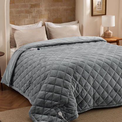 Bedsure Electric Blanket King Size - Dual Control Heated Blanket King Size, Fast Heating with 10 Time Settings & 10 Heat Settings, Warm Gift for Grandma (100x90 inches, Grey)