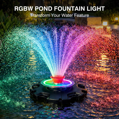 Pond Fountain Aerator, LED RGB Multicolor Aerator Floating Fountain Light, 750W 1HP 15000 GPH Floating Pump,IP68,for Ponds & Lakes