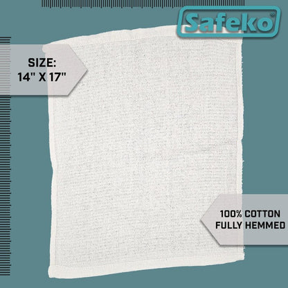 SAFEKO Cotton Terry Towels – 100% Cotton, 14” x 17”, Super Absorbent & Machine Washable – 24 Pack