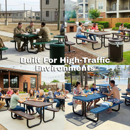 6' Rectangular Heavy-Duty Expanded Metal Red Picnic Table