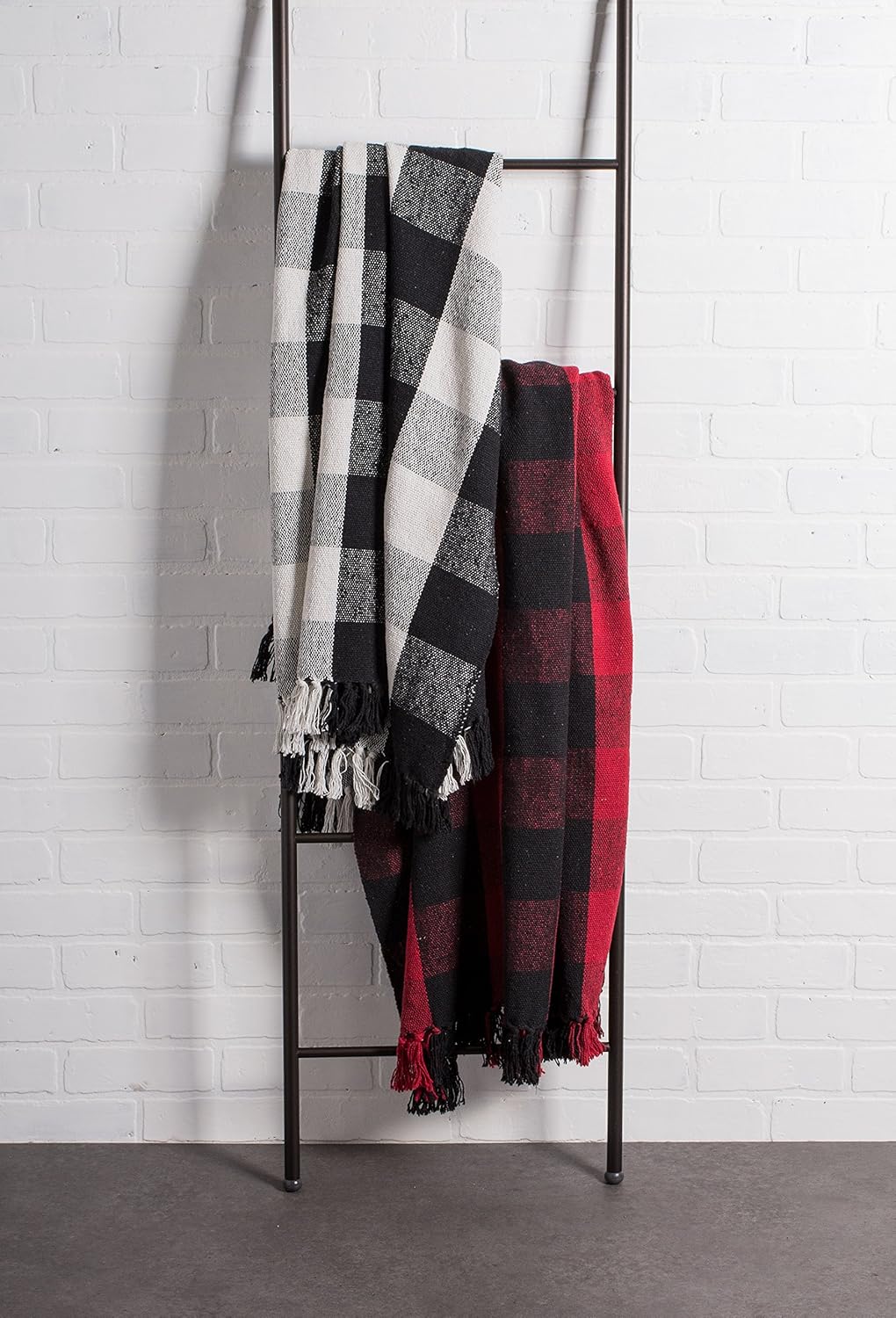 DII Buffalo Check Collection Rustic Farmhouse Throw Blanket, 50x60, Black/White