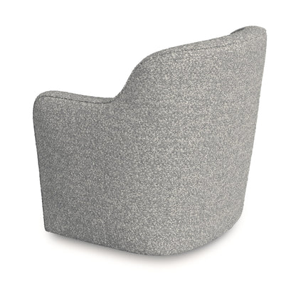 Homepop Home Décor Upholstered 360° Barrel Back Swivel Chair | Accent Chairs for Living Room & Bedroom | Decorative Home Furniture, White Boucle with Gray Yarn