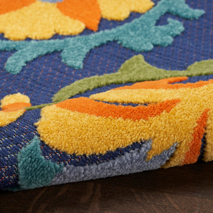 Nourison Home Aloha Navy Multicolor 9' x 12' Area Rug - Easy Clean, Non Shedding, Bed Room, Living Room, Dining Room, Kitchen (9' x 12')