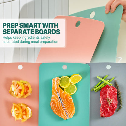 Firgi TPU Small Cutting Board Set of 3 9"x12" - Flexible Cutting Mats for Kitchen Knife Friendly, Cutting Mat Non-Slip Chopping Board Double Sided Scratch Resistant Food Grade Coral Mint Gray