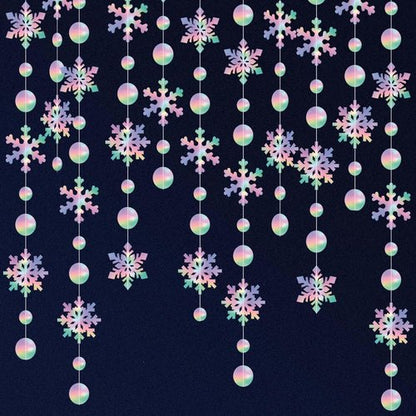 KatchOn 6.5 FT Snowflake Garland Decorations - Iridescent Hanging Christmas Decor | Perfect for Winter Parties