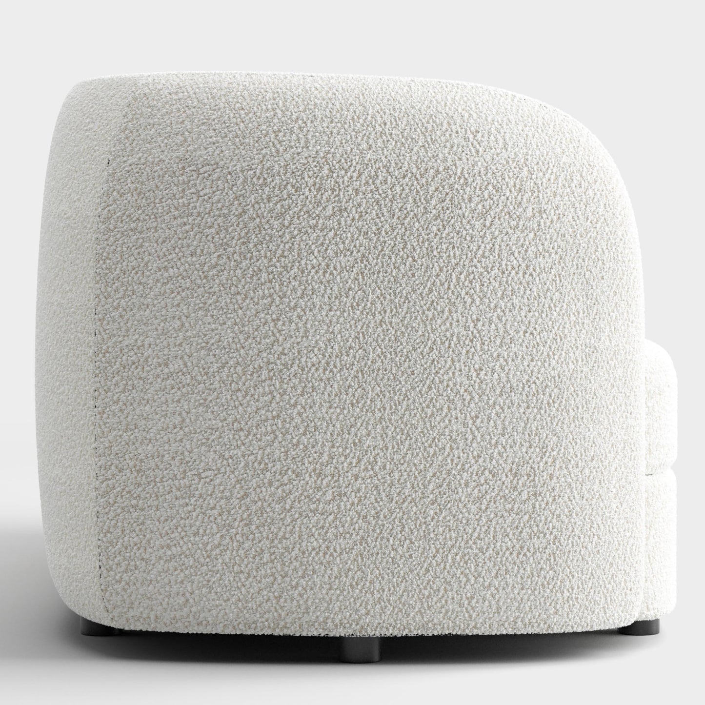 Furniture of America Nimiane Modern Boucle Barrel Chair with Curved Arms and Wooden Legs, Fabric Upholstered Armchair, Comfy Sofa Chair for Living Room, Bedroom, Home Office, Off-White
