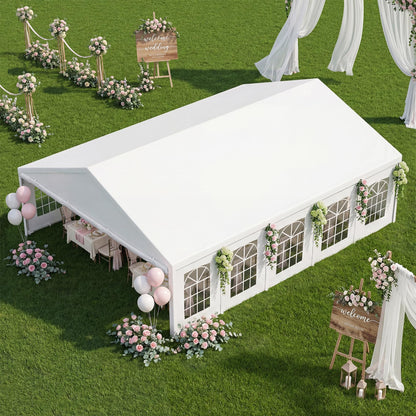 ADRERIC 16x32 Party Tent Heavy Duty White Canopy Large Outdoor Event Shelter with Removable Sidewalls, Waterproof Gazebo for Wedding, Backyard, Parties