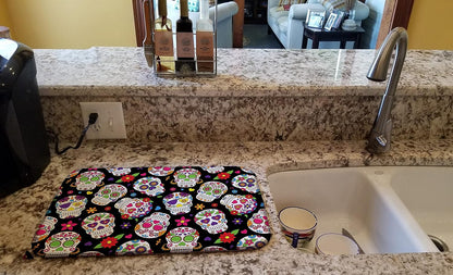 Caroline's Treasures BB5116DDM Day of the Dead Black Dish Drying Mat, 14 x 21", Multicolor