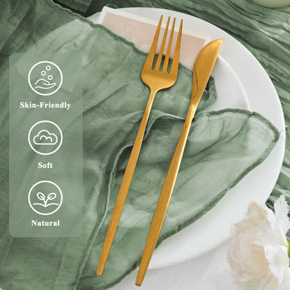 Xiomot 12 Pack Cheesecloth Napkins 20"x20" Sage Green Boho Gauze Cheese Cloth Napkins Bulk Rustic Dinner Table Decor for Wedding Bridal Baby Shower Party