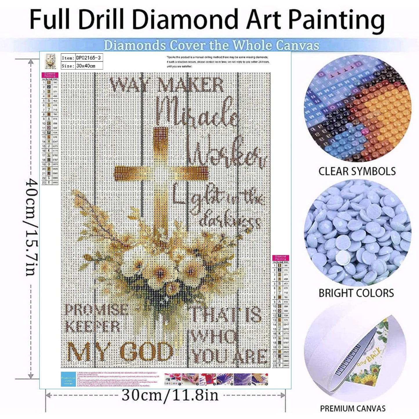 Diamond Art Kits for Adults Beginner, 3 Pack Christian Cross with Flowers Diamond Kits 5D Diamond Dots Gem Art Crafts with Tools Round Full Drill Funny Crafts for Home Wall Decor&Gift 12x16 inch