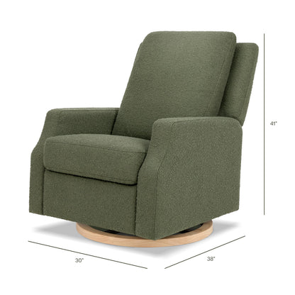 Namesake Crewe Glider Recliner Nursery Chair - GREENGUARD Gold & Certi-PUR US Certified Rocker Recliner - Glider Rocking Chair for Nursery & Living Room - Manual, 360° Swivel, Olive Boucle