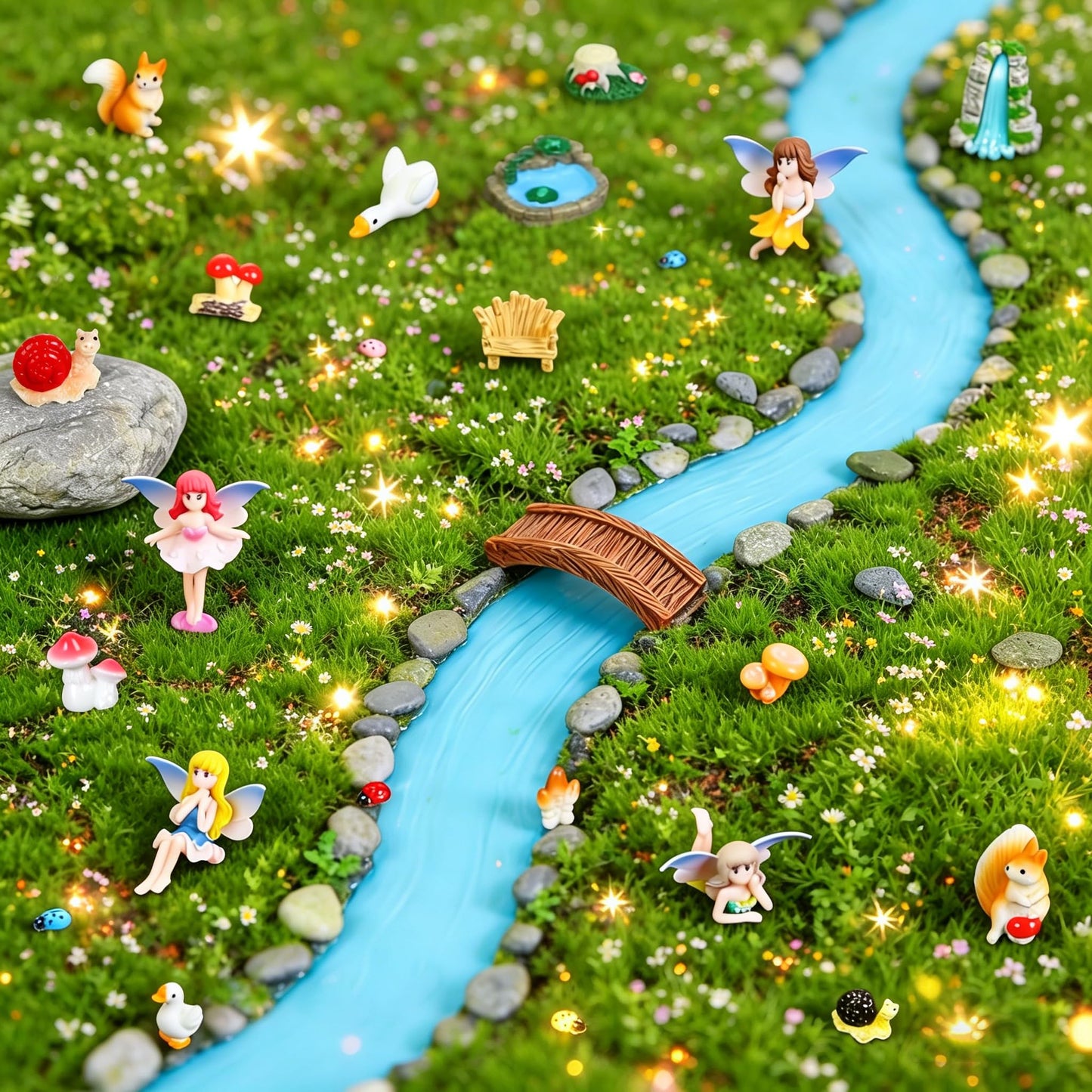 Guotwozi 28Pcs Fairy Garden Accessories Miniature Fairy Garden Kit Mushroom Figurines Plants Dollhouse Furniture Set Fairy Animals,for DIY Terrarium Potted Plants Desk Decor Micro Landscape Ornament