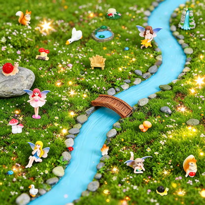 Guotwozi 28Pcs Fairy Garden Accessories Miniature Fairy Garden Kit Mushroom Figurines Plants Dollhouse Furniture Set Fairy Animals,for DIY Terrarium Potted Plants Desk Decor Micro Landscape Ornament
