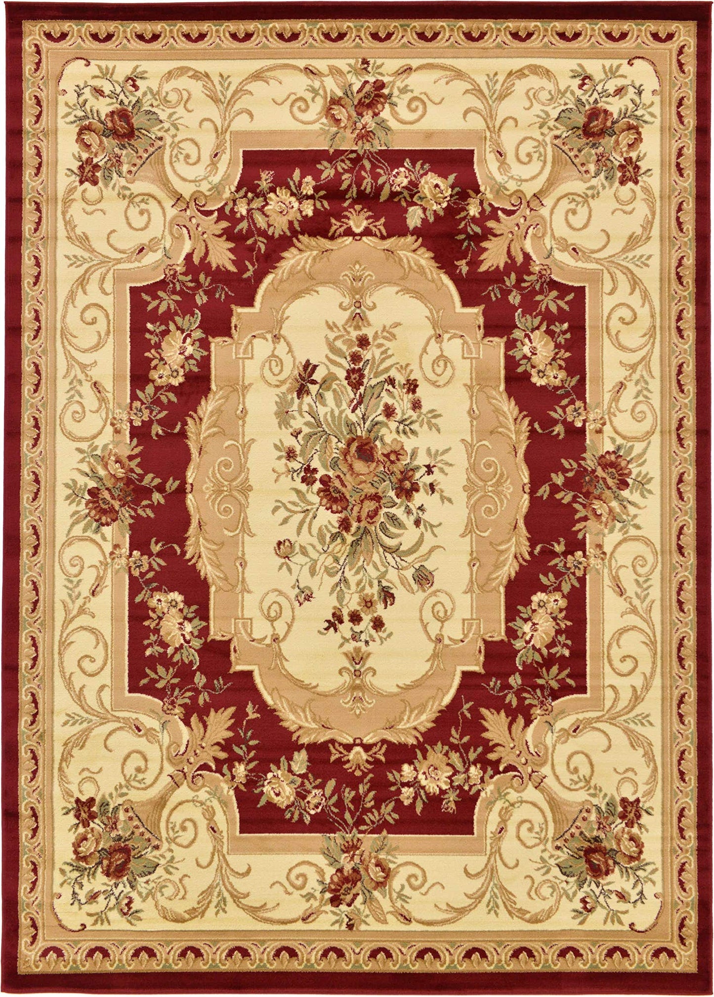Unique Loom Versailles Collection Traditional Classic Floral Motif Area Rug (8' 0 x 11' 4 Rectangular, Burgundy/ Ivory)