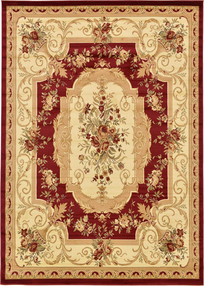 Unique Loom Versailles Collection Traditional Classic Floral Motif Area Rug (8' 0 x 11' 4 Rectangular, Burgundy/ Ivory)