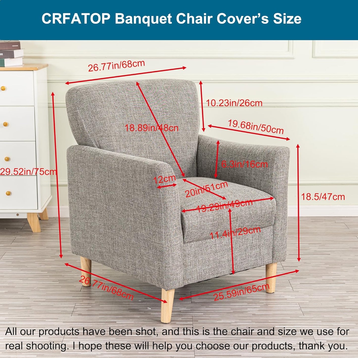 1-Piece Sofa,B64 CRFATOP Stretch Modern Banquet Armchair Slipcover Accent Chair Covers with Arms Soft Chair Slipcovers
