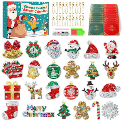 Diamond Painting Advent Calendar 2026 for Girls Kids 24 Days Christmas Countdown Calendar with Dimond Art Painting Kits Accessories for DIY Gem Keychains Crafts for Christmas Gift