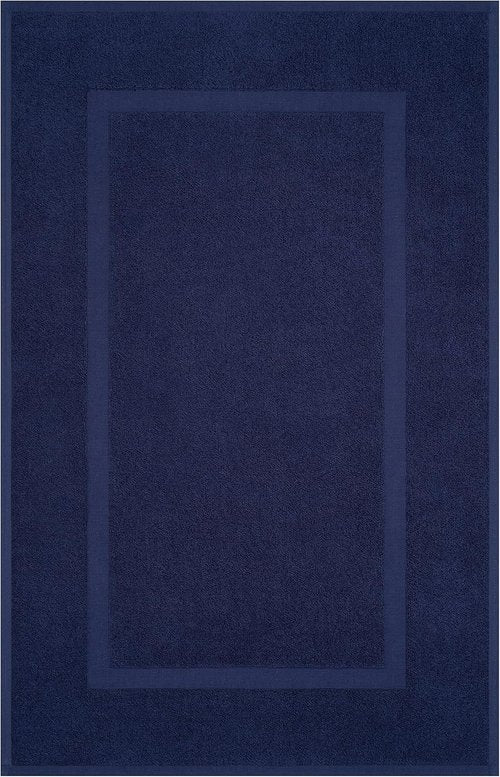 Cotton Paradise 100% Cotton Bath Mats - Soft, Absorbent & Quick-Dry | Set of 2, Navy Blue, 20x34