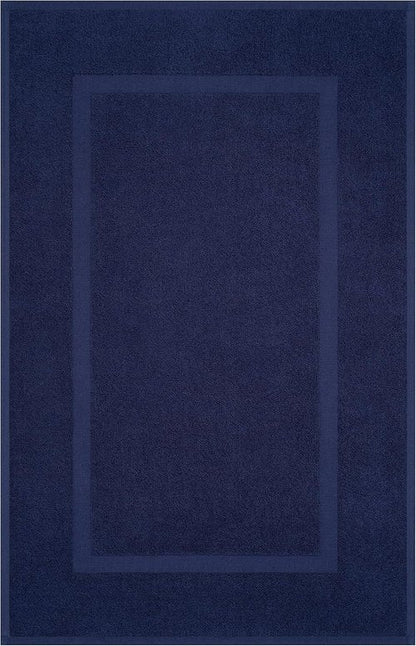 Cotton Paradise 100% Cotton Bath Mats - Soft, Absorbent & Quick-Dry | Set of 2, Navy Blue, 20x34
