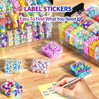 VANSUNS 3-Tier Large Capacity Stackable Bead Organizer Box 90 Pcs, Portable Plastic Craft Storage Containers for Jewelry Making, Bracelets, DIY, Nail Art Charms