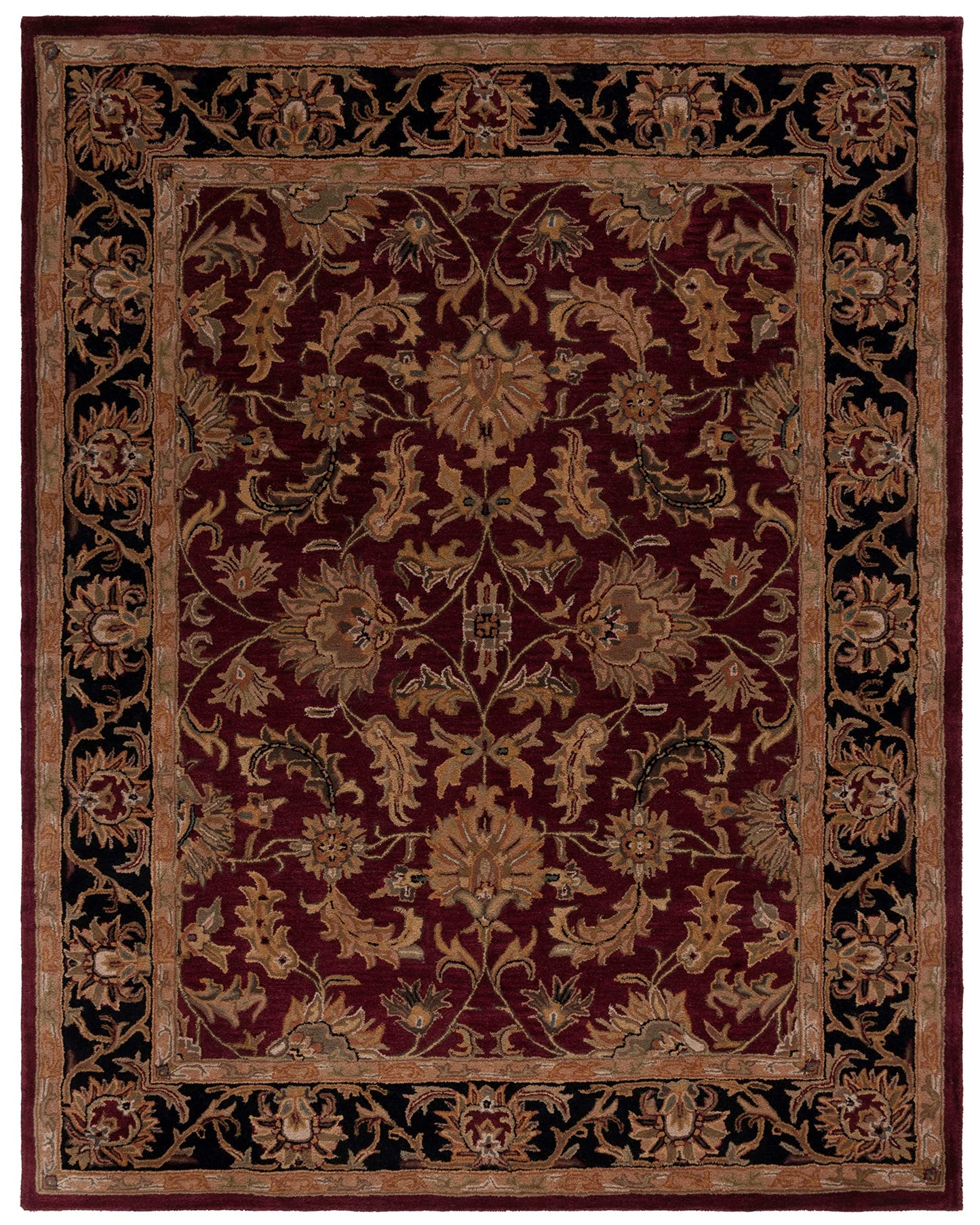 SAFAVIEH Heritage Collection Area Rug - 7'6" x 9'6", Red & Black, Handmade Traditional Oriental Wool, Ideal for High Traffic Areas in Living Room, Bedroom (HG628C)