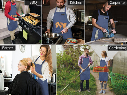 RUVANTI Aprons for Men, Women with Pockets Cotton Enrich Durable Large XXL size for Kitchen, Workshop, BBQ, Chef Apron