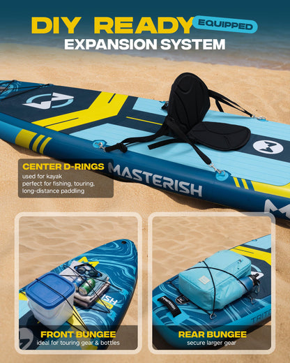 MASTERISH Extra Wide Inflatable Paddle Board 11’6 x 35’’ x 6’’, 450 LB High Weight Capacity SUP, Wide Stable Stand Up Paddle Board for Heavy People, Family & 2/3 Person, XL All-Around Paddleboard