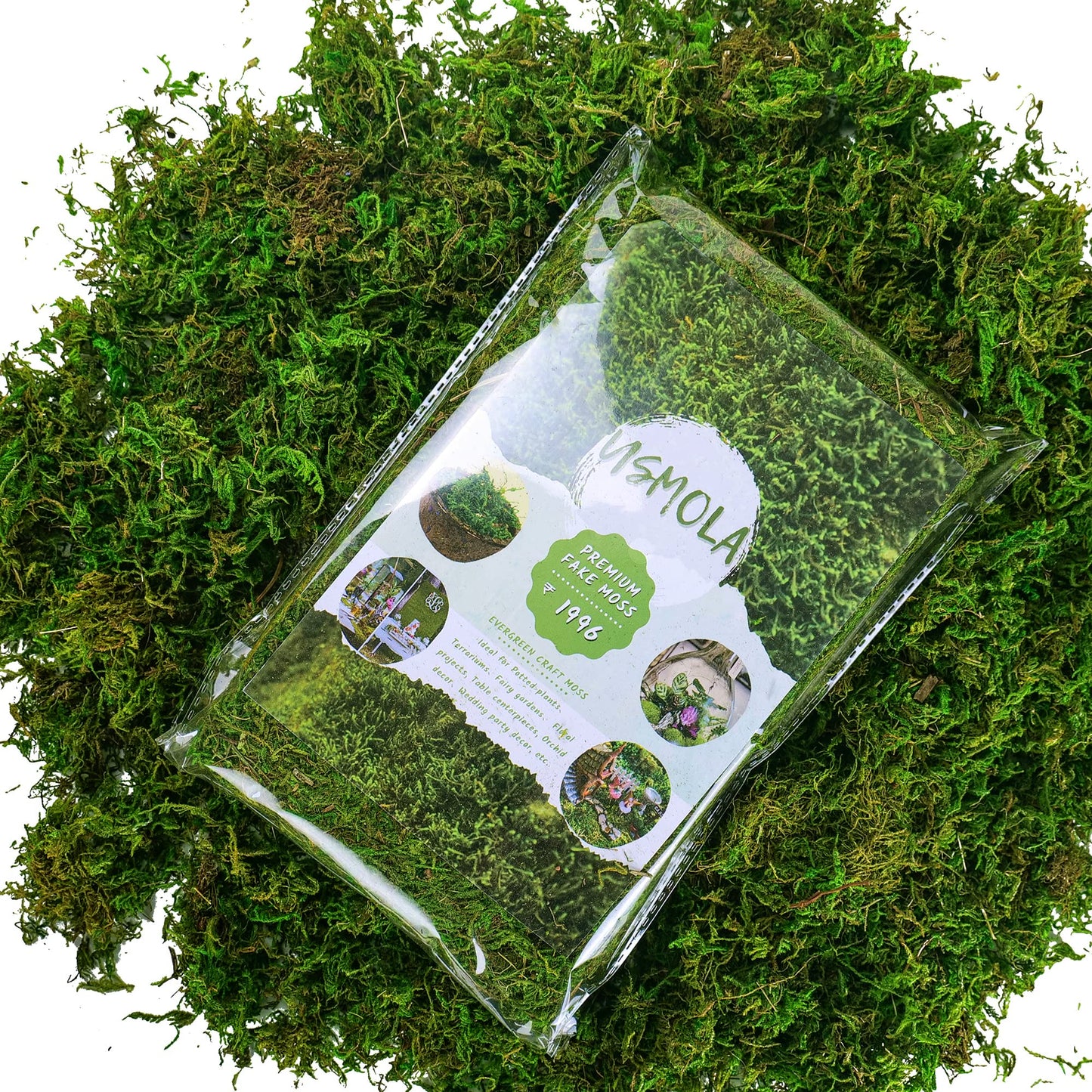 USMOLA Artificial Moss, 16OZ Fake Moss for Crafts Table Centerpieces Fairy Garden Wedding Party Decor, Faux Grass for Potted Plants, 455gr (Fresh Green)