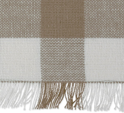 DII - Heavyweight Fringed Check Table Runner, 14x72, Stone Brown
