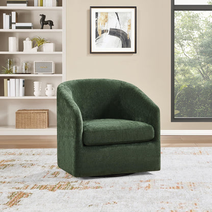 OSP Home Furnishings Parker Upholstered Swivel Tub Accent Chair, Green Fabric